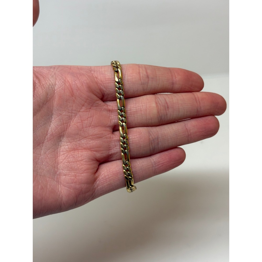 Vintage Gold Tone Figaro Link Chain Bracelet 6.75 Inch